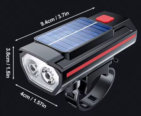 Set far si stop led pentru bicicleta cu incarcare USB si panou solar - Img 2