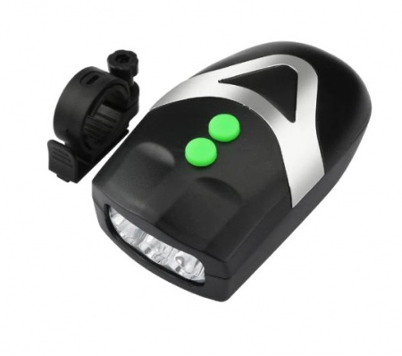 Set lanterna cu claxon pentru bicicleta, 3 LED-uri, 3 functii, 250 lm, negru/argintiu