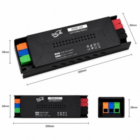 Sursa Alimentare LED 12V 300W 25A Slim cu Conectare Rapida Push-In, Carcasa Aluminiu - Img 3