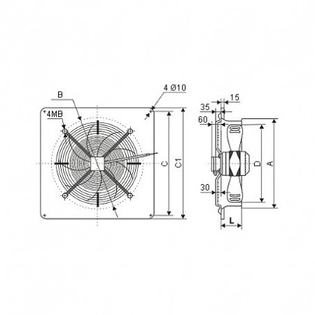 Ventilator axial de perete 350 mm - Img 2