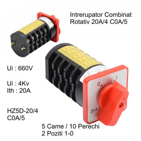 Comutator rotativ 5 came 1-0 / 20A - C0A/5