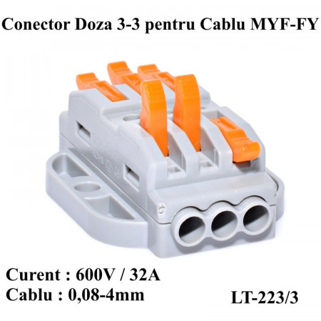 Conector doza 3-3 pentru cablu , LT-223/3