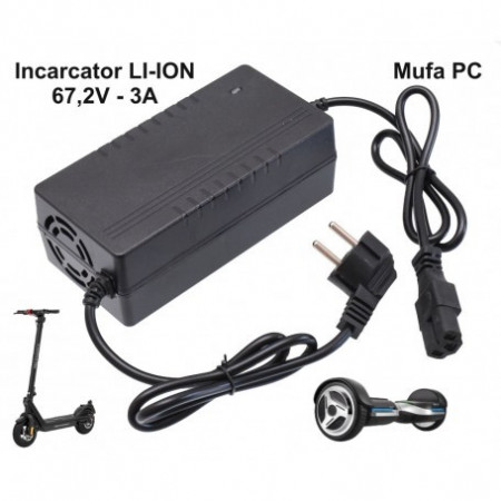 Incarcator Li-ion 67,2V-3Ah cu mufa PC pentru trotineta, scuter, hoverboard, biciclete - Img 4