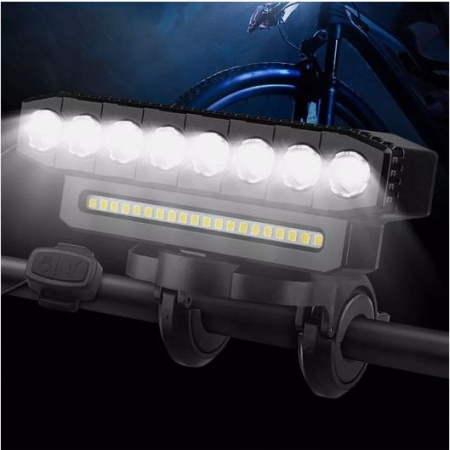 Kit far si stop bicicletă cu claxon, 6 moduri de iluminare, lanternă LED pentru bicicletă, reîncărcabilă prin USB - Img 3