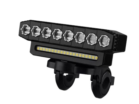 Lumină pentru bicicletă cu claxon, 6 moduri de iluminare, lanternă LED pentru bicicletă, reîncărcabilă prin USB, far de 4000 W