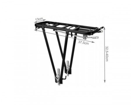 Portbagaj pentru bicicleta , prindere pe spate, din aluminiu, greutate maxima suportata 35 kg, 13 x 37.5cm, negru - Img 3