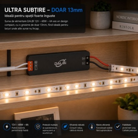 Sursa Alimentare LED 12V 400W 3Sursa Alimentare LED 12V 48W 4A Ultra Slim 13mm3.3A Slim cu Conectare Rapida Push-In, Carcasa Aluminiu (Copy 1) - Img 4