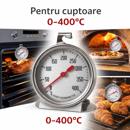 Termometru Metalic Analog pentru Cuptor 0–400 grade Celsius – Masurare Temperatura Aer - Img 4