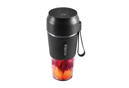 Blender portabil Floria ZLN1719 pentru suc reincarcabil, Capacitate 300 ml, Putere 50W, Lame din otel inoxidabil, Negru