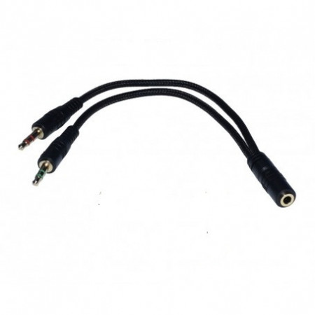 Cablu audio Jack 3,5mm la 2 x Jack 3,5mm tata, 20 cm