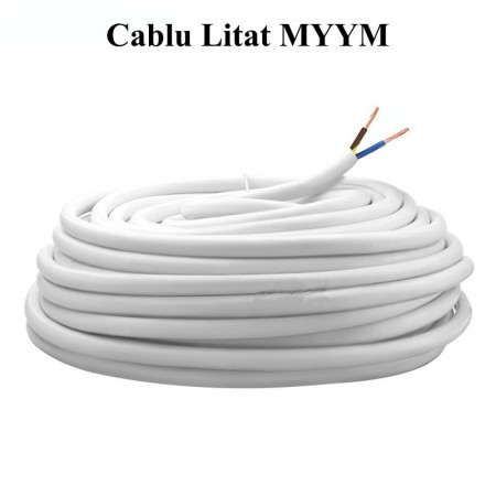 Cablu electric litat MYYM alb 2x1mm / 100ml