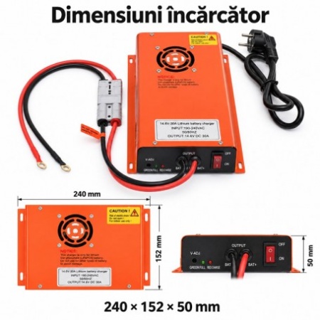 Incarcator Acumulatori Litiu 14,6V 30A cu Conector Rapid - Img 2