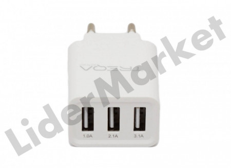 Incarcator Treqa cu 3 iesiri USB: 2 x 1A si 1 x 3.1A - Img 2