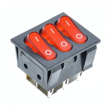 Intrerupator IRS triplu ON-OF rosu / rosu / rosu KCD3 16A-250V - Img 3