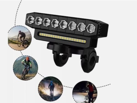 Lumină pentru bicicletă cu claxon, 6 moduri de iluminare, lanternă LED pentru bicicletă, reîncărcabilă prin USB, far de 4000 W - Img 4