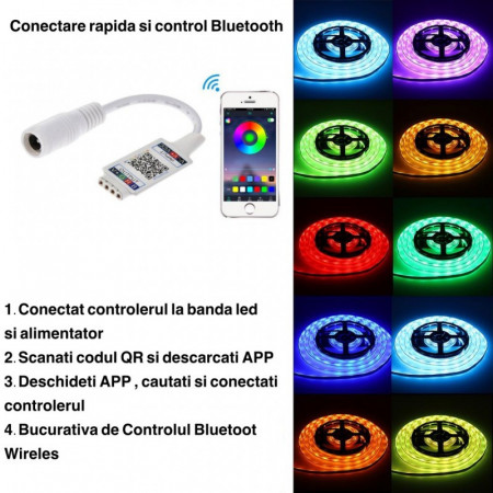 Mini controler RGB LED cu Bluetooth