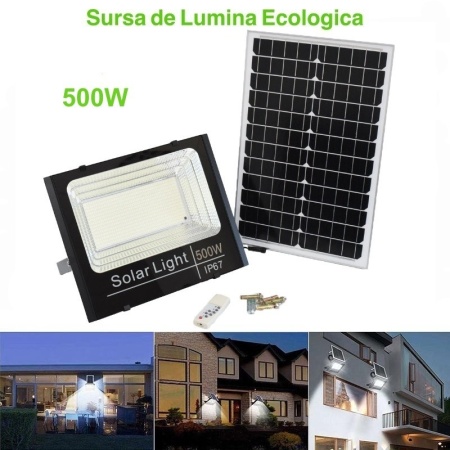 Proiector 500W cu Panou Solar și Telecomanda - Img 3