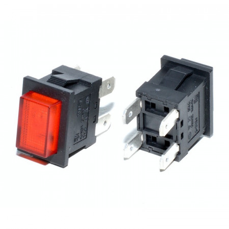 Push buton dreptunghi rosu 22x15x31mm