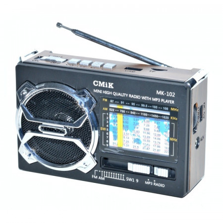 Radio mini portabil, MP3/Radio FM/AM/SW 11 band , AUX, lanterna, MK-102