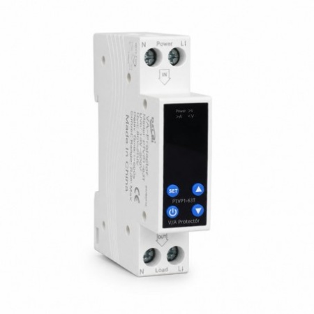 Releu Protectie Tensiune si Curent Reglabil 63A pe Sina DIN - Img 4