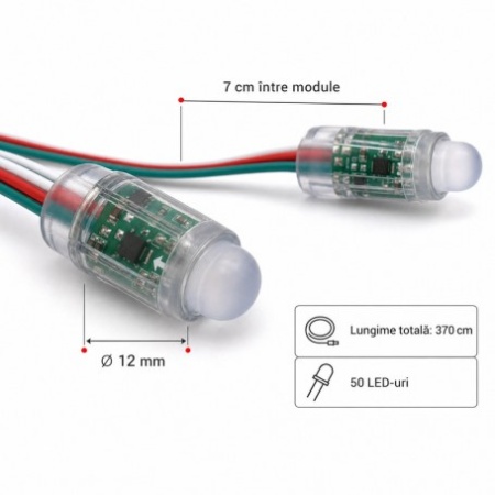 Set 50 Module LED Pixel RGB Adresabile, 12V, IP65, Control WS2811 - Img 4