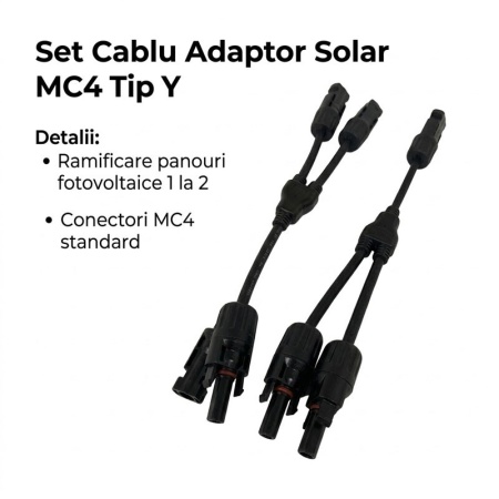 Set Cablu Adaptor Solar MC4 Tip Y, Conector Ramificare pentru Panouri Fotovoltaice, 1000V, Compatibil 4-6 mm² - Img 4
