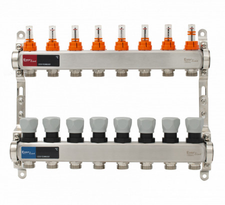 Set distribuitor INOX cu debitmetre 1"- 8 cai