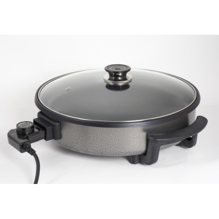Tigaie electrica ZILAN ZLN-7870, pizza, grill, 38cm, 1500W, capac sticla, Non-Stick - Img 3
