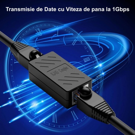 Adaptor RJ45 UTP mama - mama Negru CAT5/6 - cupla retea Ethernet - Img 8