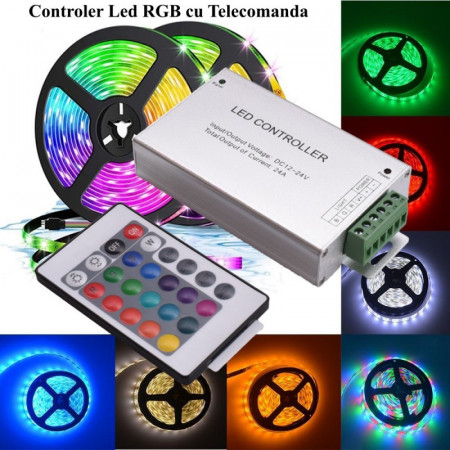 Amplificator tensiune banda LED RGB, DC 12-24V / 30A