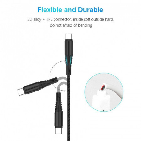 Cablu USB 3.0 - tip C panzat Treqa, lungime 100cm - Img 2