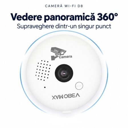 Camera de Supraveghere Wi-Fi Tip Bec E27, Panoramica 360°, cu Iluminare LED D8 - Img 5