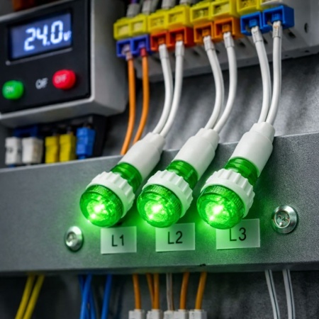 Indicator LED 24V DC de panou rosu sau verde, 9,5mm cu fire 20cm - set 10 bucati - Img 3