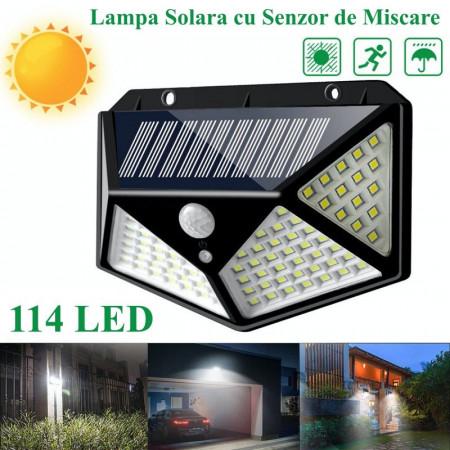 Lampa de perete solara 114 led + senzor miscare - Img 2