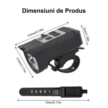 Lanterna de bicicleta cu 9 leduri si senzor de lumina L-S75 - Img 2
