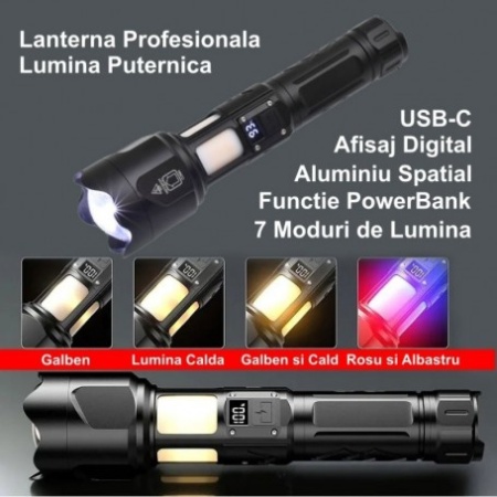Lanterna profesionala 7 moduri de lumina si LED display SY-2305 - Img 6