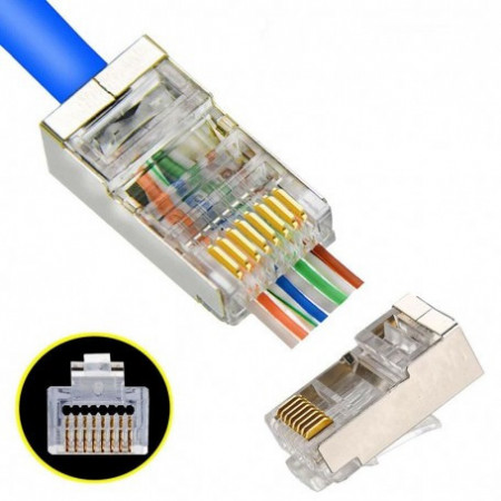 Mufa FTP - UTP plastic si metal CAT6E + CUT 100 buc / set