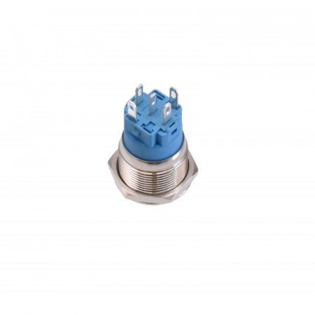 Push buton 5-24V / 19mm cu LED albastru si simbol play - Img 2