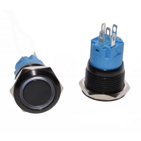 Push buton fara retinere 19mm / 12V cu LED: alb, albastru, verde, negru sau rosu - Img 2