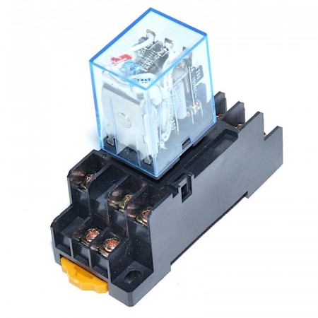 Releu 12V DC , electromagnetic 11 pini cu soclu
