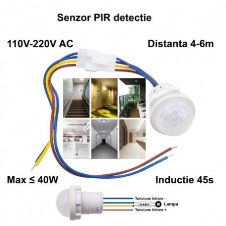 Senzor pir 110-120V cu 4 fire 28 x 37 mm - Img 7