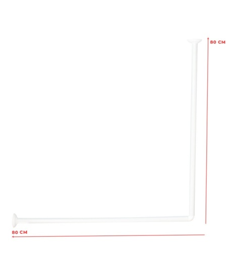 Set bara pentru perdea dus tip L alb 80cm - Img 2