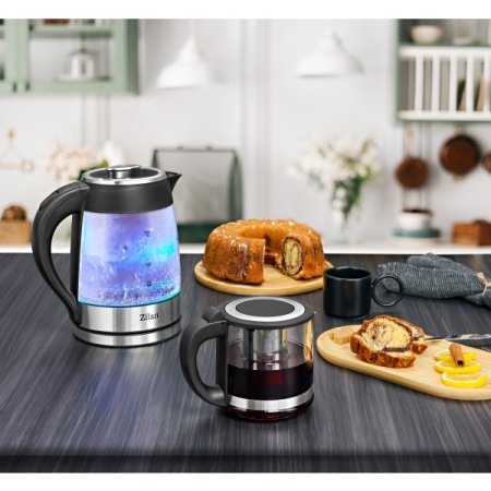 Set ceainic electric cu fierbator Zilan ZLN4858 - 2200W, control digital, sticla borosilicata, 1.8L + 0.8L - Img 4
