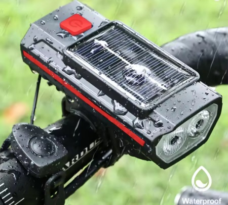 Set far si stop led pentru bicicleta cu incarcare USB si panou solar - Img 3