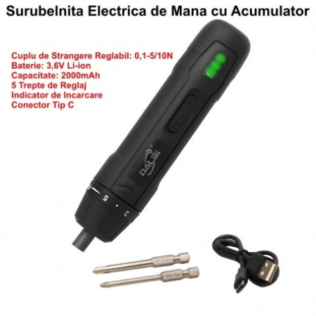 Surubelnita electrica de mana cu acumulator 3,6V si cuplu reglabil 5 trepte / NO-25EB - Img 7