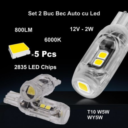 Bec led auto T10 de pozitie set 2 buc - Img 5