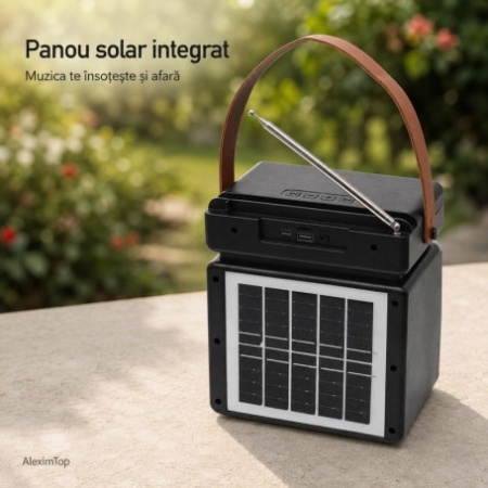 Boxă Portabilă Bluetooth 15W cu Panou Solar, Radio FM SZ-L29 - Img 4