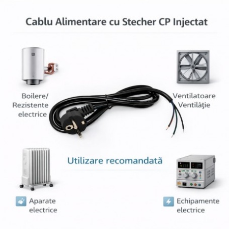 Cablu Alimentare cu Stecher Schuko 3x0.75mm² 300/500V Lungime 1.4m Negru - Img 2