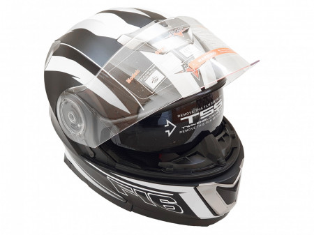 Casca moto FGN flip-up, cu ochelari incorporati, negru + gri mat - Img 2