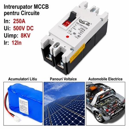 Intrerupator MCCB DC 2P 250A 500V pentru Panouri Fotovoltaice - Img 2